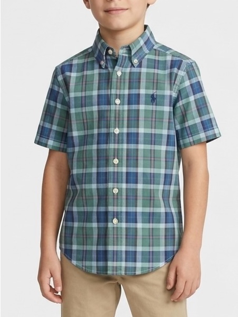 Polo Ralph Lauren Kids Plaid Short Sleeve Button Down Shirt S (8) Modern Prep